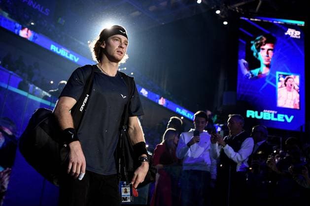 Foto Marco Alpozzi LaPresse 15 Novembre 2023 Torino - Italia - - Tennis Nitto ATP, Tennis Herren Finals - Carlos ALCARAZ (ESP) vs Andrey RUBLEV (RUS) Nella foto: Andrey Rublev (Russia) November 15, 2023 Turin - Italy - Sport - Tennis Nitto ATP Finals - Carlos ALCARAZ (ESP) vs Andrey RUBLEV (RUS) In the pic: Andrey Rublev (Russia)  Copyright: xMarcoxAlpozzi LaPressex