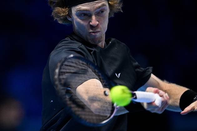 Foto Marco Alpozzi LaPresse 15 Novembre 2023 Torino - Italia - - Tennis Nitto ATP, Tennis Herren Finals - Carlos ALCARAZ (ESP) vs Andrey RUBLEV (RUS) Nella foto: Andrey Rublev (Russia) November 15, 2023 Turin - Italy - Sport - Tennis Nitto ATP Finals - Carlos ALCARAZ (ESP) vs Andrey RUBLEV (RUS) In the pic: Andrey Rublev (Russia)  Copyright: xMarcoxAlpozzi LaPressex