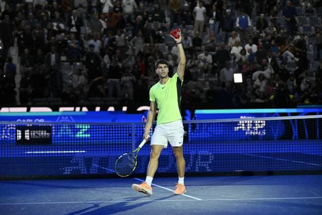 Tennis - Nitto ATP, Tennis Herren Finals Torino 2023 - Carlos Alcaraz - Espagne TENNIS : Nitto Atp Finals Torino 2023 - 15 11 2023 - ChrysleneCaillaud Panoramic 