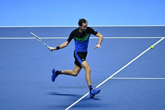 Nitto ATP, Tennis Herren Finals - Turin Daniil Medvedev (RUS) during his second round match at the 2023 Nitto ATP Finals in Turin, Italy, on November 15, 2023. Photo by Corinne Dubreuil ABACAPRESS.COM Turin Italy  Copyright: xDubreuilxCorinne ABACAx