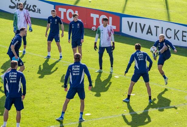 November 16, 2023, Florence, Italy: Italy players during a training session of the Italian national soccer team at the Coverciano traning centre near Florence, Italy, 16 November 2023..ANSA CLAUDIO GIOVANNINI UEFA EURO, EM, Europameisterschaft,Fussball 2024: Italy s training session  - ZUMAa110 20231116_zaf_a110_006 Copyright: xClaudioxGiovanninix
