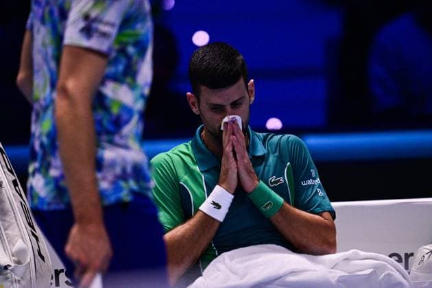 Foto Marco Alpozzi LaPresse 16 Novembre 2023 Torino - Italia - - Tennis Nitto ATP, Tennis Herren Finals - Novak DJOKOVIC (SRB) vs Hubert HURKACZ (POL) Nella foto: Novak Djokovic (Serbia) November 16, 2023 Turin - Italy - Sport - Tennis Nitto ATP Finals - Novak DJOKOVIC (SRB) vs Hubert HURKACZ (POL) In the pic: Novak Djokovic (Serbia)  Copyright: xMarcoxAlpozzi LaPressex
