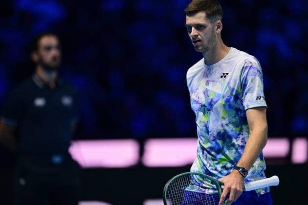 Foto Marco Alpozzi LaPresse 16 Novembre 2023 Torino - Italia - - Tennis Nitto ATP, Tennis Herren Finals - Novak DJOKOVIC (SRB) vs Hubert HURKACZ (POL) Nella foto: Hubert HURKACZ (POL) November 16, 2023 Turin - Italy - Sport - Tennis Nitto ATP Finals - Novak DJOKOVIC (SRB) vs Hubert HURKACZ (POL) In the pic: Hubert HURKACZ (POL)  Copyright: xMarcoxAlpozzi LaPressex