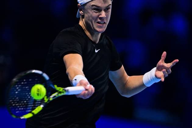 Foto Marco Alpozzi LaPresse 16 Novembre 2023 Torino - Italia - - Tennis Nitto ATP, Tennis Herren Finals - Jannik SINNER (ITA) ) vs Holger RUNE (DEN) Nella foto: Holger Rune (Denmark) November 16, 2023 Turin - Italy - Sport - Tennis Nitto ATP Finals - Jannik SINNER (ITA) ) vs Holger RUNE (DEN) In the pic: Holger Rune (Denmark)  Copyright: xMarcoxAlpozzi LaPressex