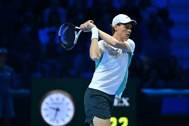 Nitto ATP, Tennis Herren Finals - Turin Jannik Sinner (ITA) during his third round match at the 2023 Nitto ATP Finals in Turin, Italy on November 16, 2023. Photo by Corinne Dubreuil ABACAPRESS.COM Turin Italy  Copyright: xDubreuilxCorinne ABACAx