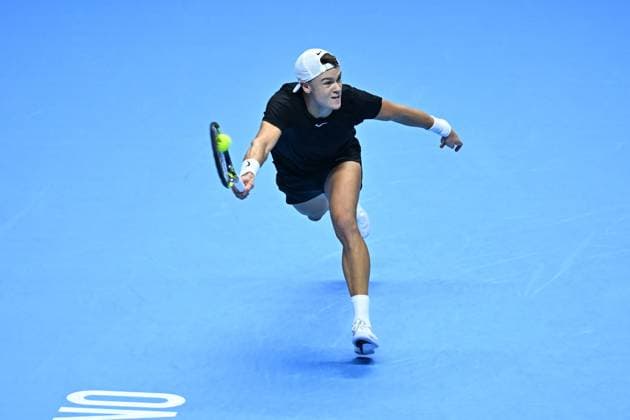 Nitto ATP, Tennis Herren Finals - Turin Holger Rune (DEN) during his third round match at the 2023 Nitto ATP Finals in Turin, Italy on November 16, 2023. Photo by Corinne Dubreuil ABACAPRESS.COM Turin Italy  Copyright: xDubreuilxCorinne ABACAx