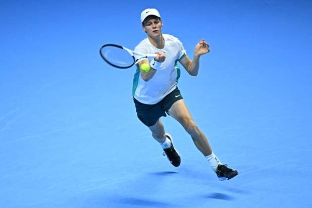 Nitto ATP, Tennis Herren Finals - Turin Jannik Sinner (ITA) during his third round match at the 2023 Nitto ATP Finals in Turin, Italy on November 16, 2023. Photo by Corinne Dubreuil ABACAPRESS.COM Turin Italy  Copyright: xDubreuilxCorinne ABACAx