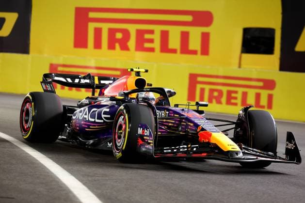 16th November 2023; Las Vegas, Nevada, USA. F1 Grand Prix of USA, Las Vegas; Practice Sessions; Sergio Perez of Red Bull before the Free Practise 1 session was cancelled after 9 minutes of running due to a loose drain cover  ActionPlus12576663 ShaunxBrooks