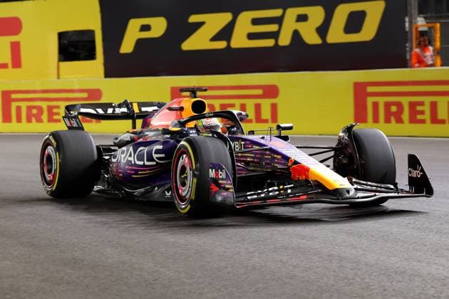 16th November 2023; Las Vegas, Nevada, USA. F1 Grand Prix of USA, Las Vegas; Practice Sessions; Max Verstappen of Red Bull during the Free Practise 1 session which was cancelled after 9 minutes of running due to a loose drain cover  ActionPlus12576671 ShaunxBrooks