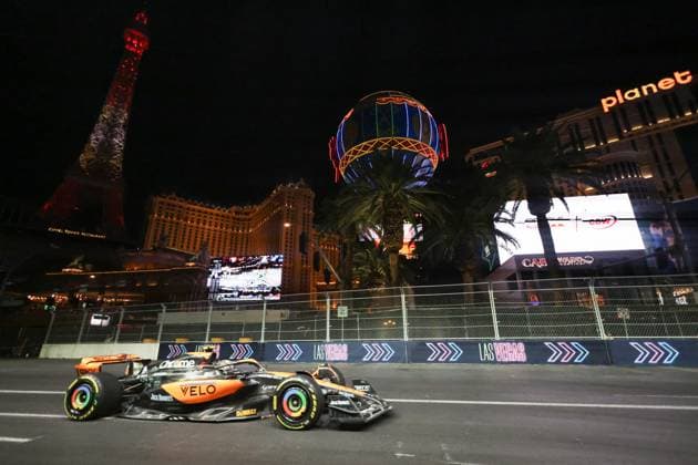 F1 Las Vegas Grand Prix 2023 Practice 2 Lando Norris of McLaren during second practice ahead of the Formula 1 Las Vegas Grand Prix at Las Vegas Strip Circuit in Las Vegas, United States on November 17, 2023. Las Vegas United States  Copyright: xJakubxPorzyckix originalFilename:porzycki-f1lasveg231117_np0c7.jpg