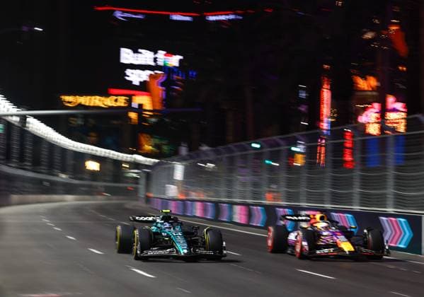 14 Fernando Alonso ESP, Aston Martin Aramco Cognizant F1 Team , 1 Max Verstappen NLD, Oracle Red Bull Racing , F1 Grand Prix of Las Vegas at Las Vegas Strip Circuit on November 17, 2023 in Las Vegas, United States of America Photo by HOCH ZWEI Las Vegas United States of America