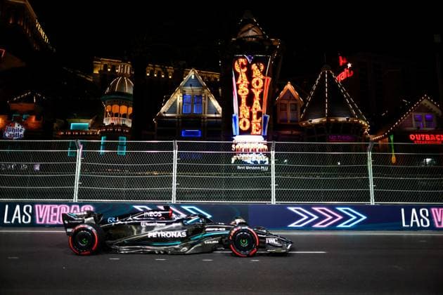 63 George Russell GBR, Mercedes AMG Petronas F1 Team , F1 Grand Prix of Las Vegas at Las Vegas Strip Circuit on November 17, 2023 in Las Vegas, United States of America Photo by HOCH ZWEI Las Vegas United States of America