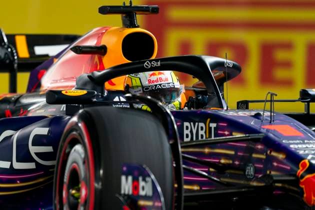Dutch Formula One driver Max Verstappen of Red Bull Racing in action during the second free practice session of the Formula One Las Vegas Grand Prix at the Las Vegas Strip Circuit in Las Vegas on Friday, November 17, 2023. The race is set to start on Saturday at 10 p.m. local time, or 0600GMT, Sunday, November 19, 2023.  LAV2023111721 GREGxNASH
