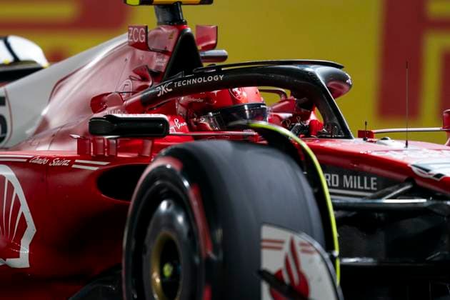 Spanish Formula One driver Carlos Sainz Jr. of Scuderia Ferrari in action during the second free practice session of the Formula One Las Vegas Grand Prix at the Las Vegas Strip Circuit in Las Vegas on Friday, November 17, 2023. The race is set to start on Saturday at 10 p.m. local time, or 0600GMT, Sunday, November 19, 2023.  LAV2023111722 GREGxNASH