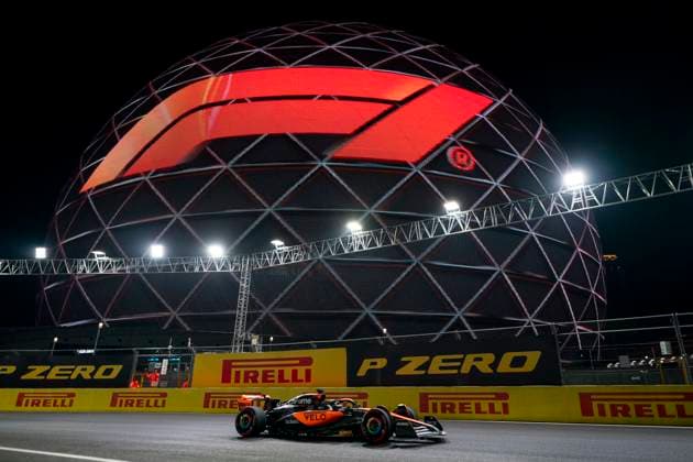 Australian Formula One driver Oscar Piastri of McLaren F1 Team in action during the second free practice session of the Formula One Las Vegas Grand Prix at the Las Vegas Strip Circuit in Las Vegas on Friday, November 17, 2023. The race is set to start on Saturday at 10 p.m. local time, or 0600GMT, Sunday, November 19, 2023.  LAV2023111727 GREGxNASH