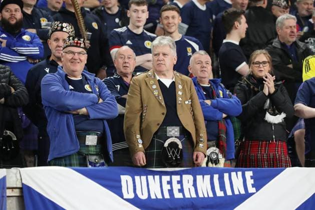 Scottish fans during the UEFA European Championship, EM, Europameisterschaft Qualifying match between Georgia and Scotland at the The Boris Paitchadze Dinamo Arena on November 16, 2023 in Tbilisi, Georgia. Tbilisi Boris Paitchadze Dinamo Arena, Akaki Tsereteli Avenue, Didube District, Tbilisi, 0112, Georgia Georgia Copyright: xArturxStabulnieksx 337889