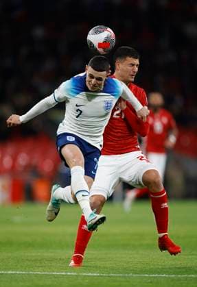 England v Malta: Group C - UEFA EURO, EM, Europameisterschaft,Fussball 2024 European Qualifiers Phil Foden of England and Jean Borg of Malta challenge during the UEFA EURO 2024 European qualifier match between England and Malta at Wembley Stadium on November 17, 2023 in London, United Kingdom. London Wembley Stadium England United Kingdom Copyright: xNealxSimpson Sportsphoto APLx 13960927