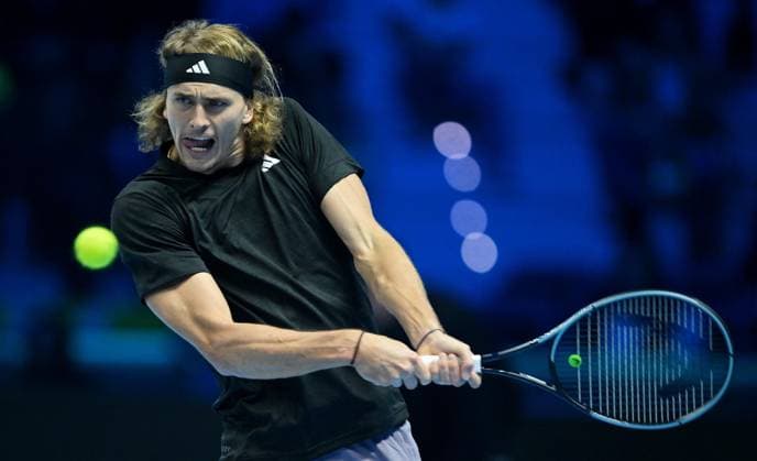 Sport Bilder des Tages November 17, 2023, Turin: Alexander Zverev of Germany during the match against Andrey Rublev of Russia at the Nitto ATP, Tennis Herren Finals tennis tournament in Turin, Italy, 17 November 2023. ANSA ALESSANDRO DI MARCO Nitto ATP Finals  - ZUMAa110 20231117_zaf_a110_053 Copyright: xAlessandroxDixMarcox