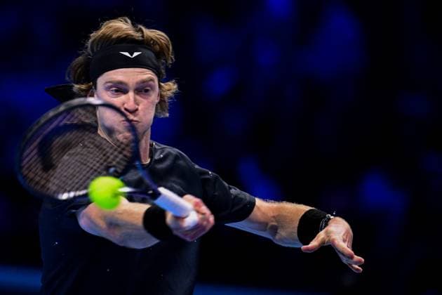Foto Marco Alpozzi LaPresse 17 Novembre 2023 Torino - Italia - - Tennis Nitto ATP, Tennis Herren Finals - Andrey RUBLEV (RUS) vs Alexander ZVEREV (GER) Nella foto: Andrey Rublev (Russia) November 17, 2023 Turin - Italy - Sport - Tennis Nitto ATP Finals - Andrey RUBLEV (RUS) vs Alexander ZVEREV (GER) In the pic: Andrey Rublev (Russia)  Copyright: xMarcoxAlpozzi LaPressex