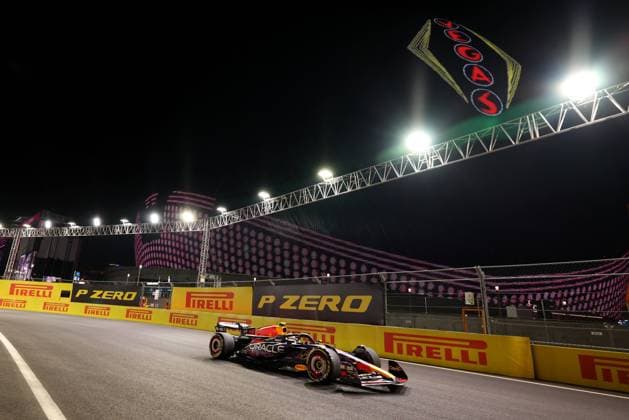 16th November 2023; Las Vegas, Nevada, USA. F1 Grand Prix of USA, Las Vegas; Practice Sessions; Sergio Perez of Red Bull drives in front of the Las Vegas Sphere  ActionPlus12577093 ShaunxBrooks