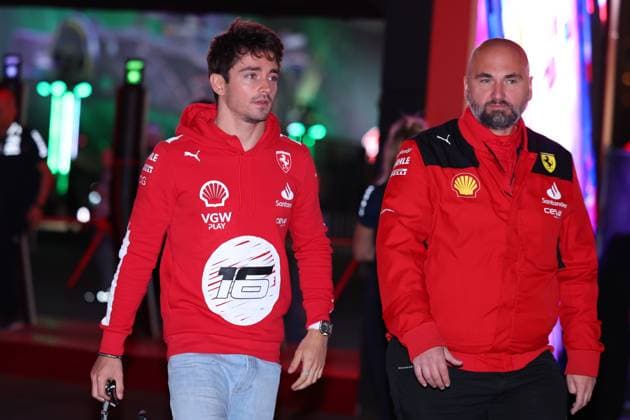 17th November 2023; Las Vegas, Nevada, USA. F1 Grand Prix of USA, Las Vegas; Free Practise 3 session and qualifying: Charles Leclerc of Ferrari arrives in the paddock enclosure  ActionPlus12577180 ShaunxBrooks
