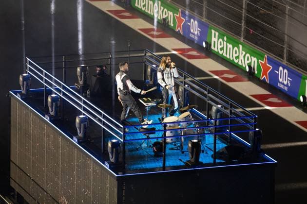 F1 Grand Prix of Las Vegas - Qualifying Thirty Seconds to Mars during the Formula 1 Heineken silver Las Vegas Grand Prix 2023 on November 16th, 2023 in Las Vegas USA Las Vegas Nevada United States  Copyright: xAlessioxMorgesex originalFilename:morgese-formula1231115_npX3l.jpg