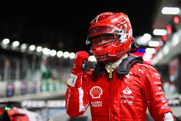 LECLERC Charles (mco), Scuderia Ferrari SF-23, portrait pole position during the 2023 Formula 1 Heineken Silver Las Vegas Grand Prix, 21th round of the 2023 Formula One World Championship, WM, Weltmeisterschaft from November 17 to 19, 2023 on the Las Vegas Strip Circuit, in Las Vegas, USA - F1 - LAS VEGAS GRAND PRIX 2023 DPPI Panoramic  00123046_AV3_7278