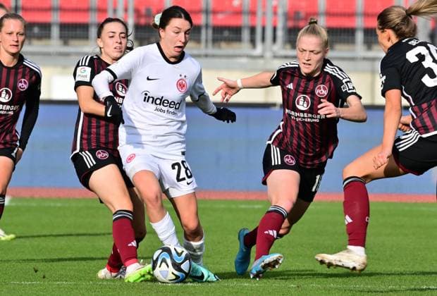 18 11 2023 Soccer Season 2023 2024 1 Women Soccer Bundesliga 08 Matchday 1 FC Nuremberg FCN Club Eintracht Frankfurt Sportfoto Zink xwoxzix Barbara Dunst 28, Eintracht Frankfurt Franziska Mai 18, 1 FC Nuremberg FCN