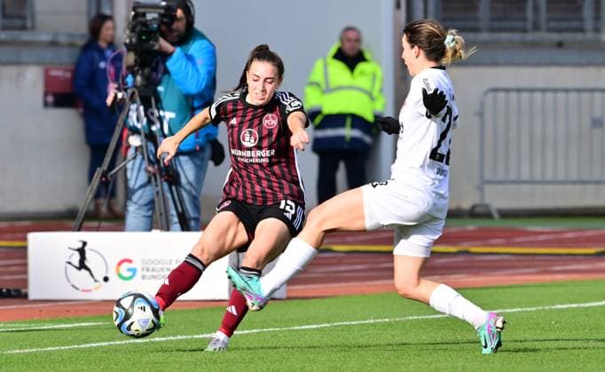 18 11 2023 Soccer Season 2023 2024 1 Women Soccer Bundesliga 08 Matchday 1 FC Nuremberg FCN Club Eintracht Frankfurt Sportfoto Zink xwoxzix Rebekka Salfelder 15, 1 FC Nuremberg FCN Barbara Dunst 28, Eintracht Frankfurt