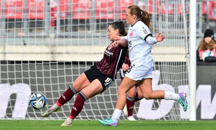 18 11 2023 Soccer Season 2023 2024 1 Women Soccer Bundesliga 08 Matchday 1 FC Nürnberg FCN Club Eintracht Frankfurt Sportfoto Zink xwoxzix Weronika Kaczor 10, 1 FC Nürnberg FCN Lisanne Gräwe 8, Eintracht Frankfurt