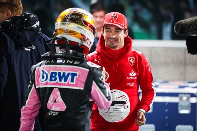 LECLERC Charles (mco), Scuderia Ferrari SF-23, GASLY Pierre (fra), Alpine F1 Team A523, portrait during the 2023 Formula 1 Heineken Silver Las Vegas Grand Prix, 21th round of the 2023 Formula One World Championship, WM, Weltmeisterschaft from November 17 to 19, 2023 on the Las Vegas Strip Circuit, in Las Vegas, USA - F1 - LAS VEGAS GRAND PRIX 2023 DPPI Panoramic 00123046_AV6_7053