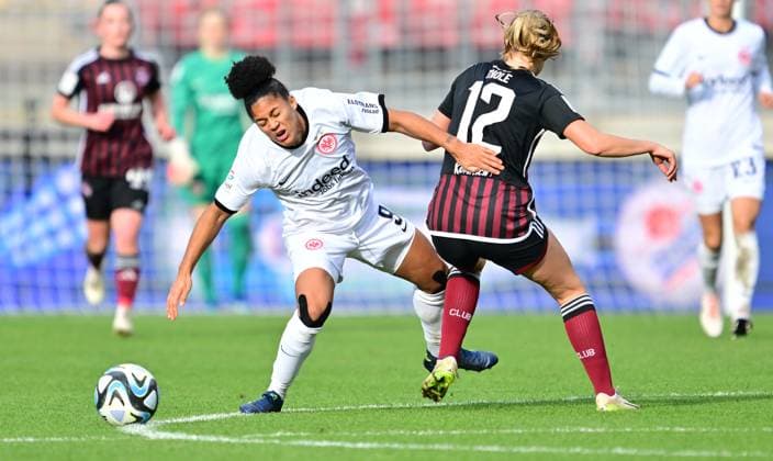 18 11 2023 Soccer Season 2023 2024 1 Women Soccer Bundesliga 08 Matchday 1 FC Nuremberg FCN Club Eintracht Frankfurt Sportfoto Zink xwoxzix Shekiera Martinez 9, Eintracht Frankfurt Amelie Thöle Thoele 12, 1 FC Nuremberg FCN