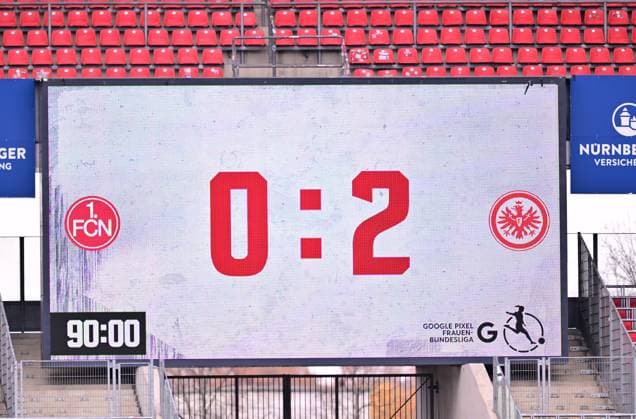 18 11 2023 Soccer Season 2023 2024 1 Women Soccer Bundesliga 08 Matchday 1 FC Nürnberg FCN Club Eintracht Frankfurt Sportfoto Zink xwoxzix Final result on scoreboard
