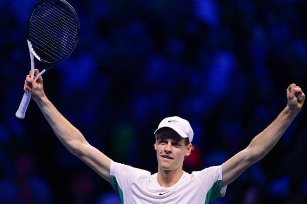 Foto Marco Alpozzi LaPresse 18 Novembre 2023 Torino - Italia - - Tennis Nitto ATP, Tennis Herren Finals - Jannik SINNER (ITA) vs Daniil MEDVEDEV (RUS) Nella foto: Jannik Sinner (Italia) esulta per la vittoria November 18, 2023 Turin - Italy - Sport - Tennis Nitto ATP Finals - Jannik SINNER (ITA) vs Daniil MEDVEDEV (RUS) In the pic: Jannik Sinner (Italia) celebrate  Copyright: xMarcoxAlpozzi LaPressex