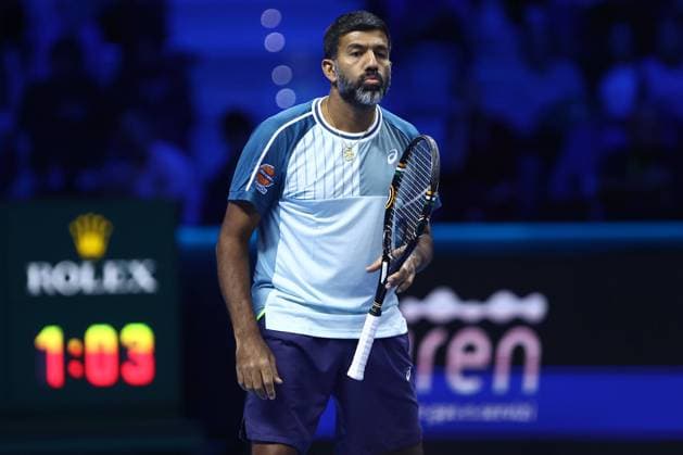 Granollers Zeballos vs Bopanna Ebden Rohan Bopanna of India looks on during the semi-final double match between Marcel Granollers of Spain and Horacio Zeballos of Argentina against Rohan Bopanna of India and Matthew Ebden of Australia on Day seven of the Nitto ATP, Tennis Herren World Tour Finals. Turin Pala Alpitour Italy Copyright: xMarcoxCanonierox