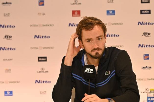 Tennis - Nitto ATP, Tennis Herren Finals Torino 2023 - Daniil Medvedev- Russie - press conference, PK, Pressekonferenz TENNIS : Nitto Atp Finals Torino 2023 - 18 11 2023 - ChrysleneCaillaud Panoramic 