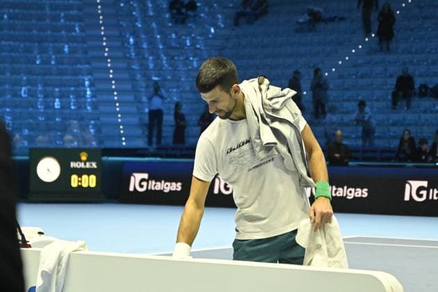 Tennis - Nitto ATP, Tennis Herren Finals Torino 2023 - Novak Djokovic Serbie - Entrainement TENNIS : Nitto Atp Finals Torino 2023 - 18 11 2023 - ChrysleneCaillaud Panoramic 