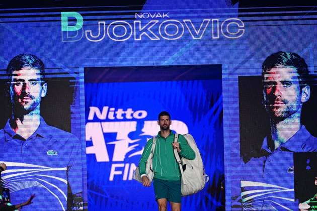 Foto Marco Alpozzi LaPresse 18 Novembre 2023 Torino - Italia - - Tennis Nitto ATP, Tennis Herren Finals - Carlos ALCARAZ (ESP) vs Novak DJOKOVIC (SRB) Nella foto: Novak DJOKOVIC (SRB) November 18, 2023 Turin - Italy - Sport - Tennis Nitto ATP Finals - Carlos ALCARAZ (ESP) vs Novak DJOKOVIC (SRB) In the pic: Novak DJOKOVIC (SRB)  Copyright: xMarcoxAlpozzi LaPressex