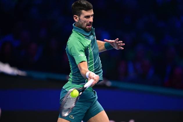 Foto Marco Alpozzi LaPresse 18 Novembre 2023 Torino - Italia - - Tennis Nitto ATP, Tennis Herren Finals - Carlos ALCARAZ (ESP) vs Novak DJOKOVIC (SRB) Nella foto: Novak DJOKOVIC (SRB) November 18, 2023 Turin - Italy - Sport - Tennis Nitto ATP Finals - Carlos ALCARAZ (ESP) vs Novak DJOKOVIC (SRB) In the pic: Novak DJOKOVIC (SRB)  Copyright: xMarcoxAlpozzi LaPressex