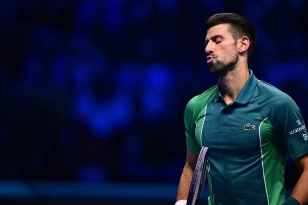 Foto Marco Alpozzi LaPresse 18 Novembre 2023 Torino - Italia - - Tennis Nitto ATP, Tennis Herren Finals - Carlos ALCARAZ (ESP) vs Novak DJOKOVIC (SRB) Nella foto: Novak DJOKOVIC (SRB) November 18, 2023 Turin - Italy - Sport - Tennis Nitto ATP Finals - Carlos ALCARAZ (ESP) vs Novak DJOKOVIC (SRB) In the pic: Novak DJOKOVIC (SRB)  Copyright: xMarcoxAlpozzi LaPressex