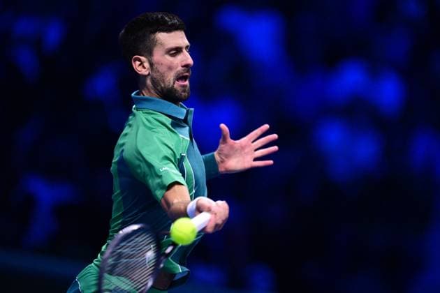 Foto Marco Alpozzi LaPresse 18 Novembre 2023 Torino - Italia - - Tennis Nitto ATP, Tennis Herren Finals - Carlos ALCARAZ (ESP) vs Novak DJOKOVIC (SRB) Nella foto: Novak DJOKOVIC (SRB) November 18, 2023 Turin - Italy - Sport - Tennis Nitto ATP Finals - Carlos ALCARAZ (ESP) vs Novak DJOKOVIC (SRB) In the pic: Novak DJOKOVIC (SRB)  Copyright: xMarcoxAlpozzi LaPressex
