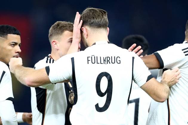 18 11 2023, xtgx, football international, Germany Turkey emspor, v l goal celebration after the goal to celebrate the goal celebrate 2 2 by Niclas Füllkrug Fuellkrug German national football team DFB DFL DFB REGULATIONS PROHIBIT ANY USE OF PHOTOGRAPHS as IMAGE SEQUENCES and or QUASI VIDEO Berlin