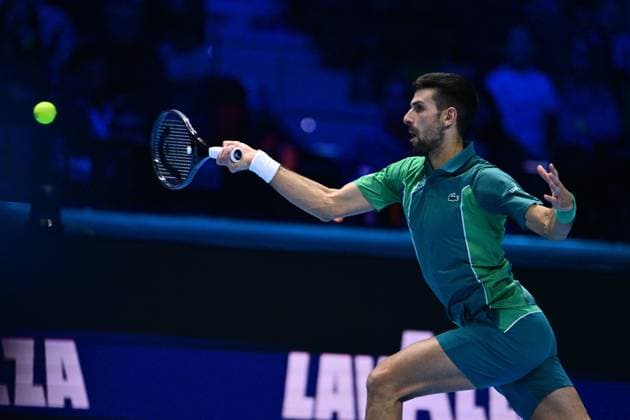Foto Marco Alpozzi LaPresse 18 Novembre 2023 Torino - Italia - - Tennis Nitto ATP, Tennis Herren Finals - Carlos ALCARAZ (ESP) vs Novak DJOKOVIC (SRB) Nella foto: Novak DJOKOVIC (SRB) November 18, 2023 Turin - Italy - Sport - Tennis Nitto ATP Finals - Carlos ALCARAZ (ESP) vs Novak DJOKOVIC (SRB) In the pic: Novak DJOKOVIC (SRB)  Copyright: xMarcoxAlpozzi LaPressex