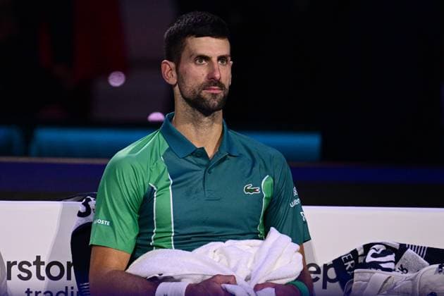 Foto Marco Alpozzi LaPresse 18 Novembre 2023 Torino - Italia - - Tennis Nitto ATP, Tennis Herren Finals - Carlos ALCARAZ (ESP) vs Novak DJOKOVIC (SRB) Nella foto: Novak DJOKOVIC (SRB) November 18, 2023 Turin - Italy - Sport - Tennis Nitto ATP Finals - Carlos ALCARAZ (ESP) vs Novak DJOKOVIC (SRB) In the pic: Novak DJOKOVIC (SRB)  Copyright: xMarcoxAlpozzi LaPressex