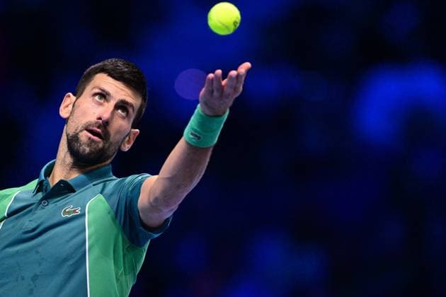 Foto Marco Alpozzi LaPresse 18 Novembre 2023 Torino - Italia - - Tennis Nitto ATP, Tennis Herren Finals - Carlos ALCARAZ (ESP) vs Novak DJOKOVIC (SRB) Nella foto: Novak DJOKOVIC (SRB) November 18, 2023 Turin - Italy - Sport - Tennis Nitto ATP Finals - Carlos ALCARAZ (ESP) vs Novak DJOKOVIC (SRB) In the pic: Novak DJOKOVIC (SRB)  Copyright: xMarcoxAlpozzi LaPressex