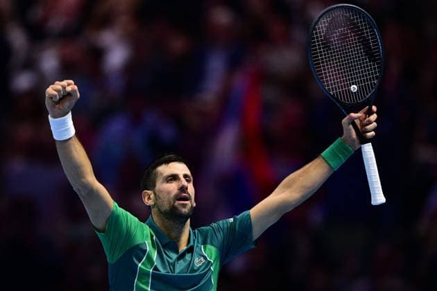 Foto Marco Alpozzi LaPresse 18 Novembre 2023 Torino - Italia - - Tennis Nitto ATP, Tennis Herren Finals - Carlos ALCARAZ (ESP) vs Novak DJOKOVIC (SRB) Nella foto: Novak DJOKOVIC (SRB) November 18, 2023 Turin - Italy - Sport - Tennis Nitto ATP Finals - Carlos ALCARAZ (ESP) vs Novak DJOKOVIC (SRB) In the pic: Novak DJOKOVIC (SRB)  Copyright: xMarcoxAlpozzi LaPressex