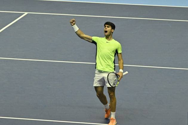 Tennis - Nitto ATP, Tennis Herren Finals Torino 2023 - Carlos Alcaraz - Espagne TENNIS : Nitto Atp Finals Torino 2023 - 18 11 2023 - ChrysleneCaillaud Panoramic 