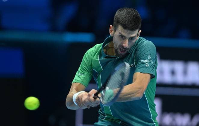 November 18, 2023, Turin, Italy: Novak Djokovic of Serbia during the match against Carlos Alcaraz of Spain at the Nitto ATP, Tennis Herren Finals tennis tournament in Turin. Tennis 2023: Nitto ATP Finals: Djokovic Defeats Alcaraz  - ZUMAa110 20231118_zaf_a110_042 Copyright: xAlessandroxDixMarcox