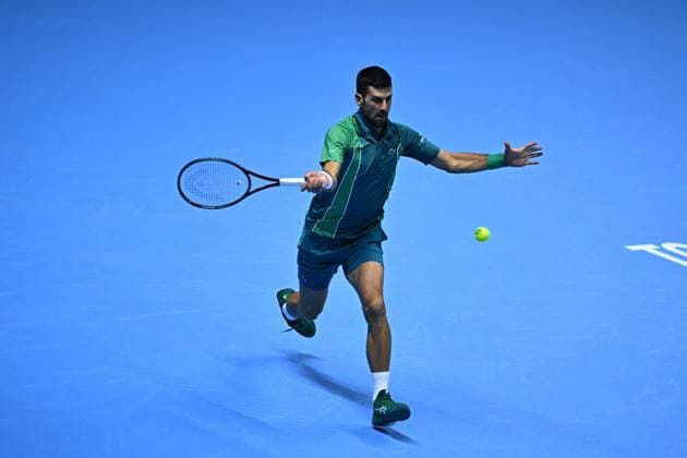 Nitto ATP, Tennis Herren Finals - Turin Novak Djokovic (SRB) during his semi final round match at the 2023 Nitto ATP Finals in Turin, Italy on November 18, 2023. Photo by Corinne Dubreuil ABACAPRESS.COM Turin Italy  Copyright: xDubreuilxCorinne ABACAx