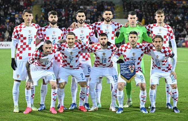 RECORD DATE NOT STATED Riga, Latvija , 181123. Stadion Sconto. Riga, Latvia, 181123. Sconto Stadium. Football match of the 7th round of qualifying group D for Euro 2024, Latvia - Croatia. In the photo: Ante Budimir, Josko Gvardiol, Josip Sutalo, Martin Erlic, Dominik Livakovic, Josip Stanisic, Marcelo Brozovic, Lovro Majer, Luka Ivanusec, Andrej Kramaric, Luka Modric. Photo: Ante Cizmic CROPIX Split CROATIA Copyright: xxAntexCizmicx 0365803500st